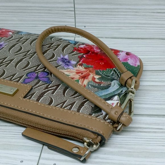 Nine West Monogram Floral Butterfly Wristlet Wallet - Picture 5 of 11